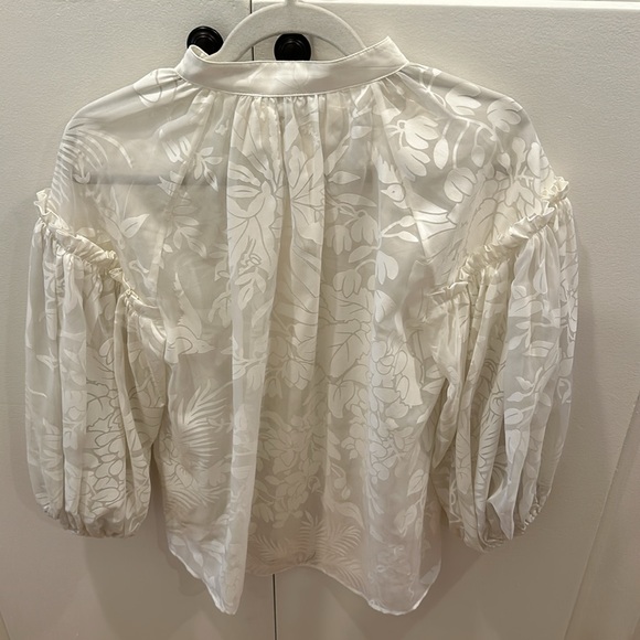 Zimmerman Tropicana Lantern Shirt Ivory Size 0 - Picture 5 of 7